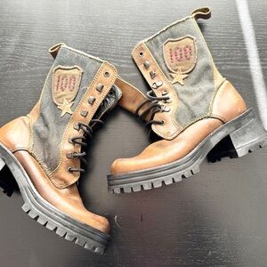 Steve Madden Brown and Gray Combat Boots